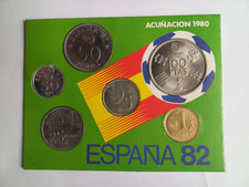 KMS Spanien Coin Set 1980 1982 Soccer WM Fussball Blister Folder Satz