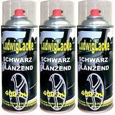 Schwarz glänzend 3 Spraydosen Autolack 400ml