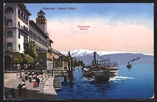 Gardone, Grand Hotel mit Monte Baldo, Dampfer, Ansichtskarte 