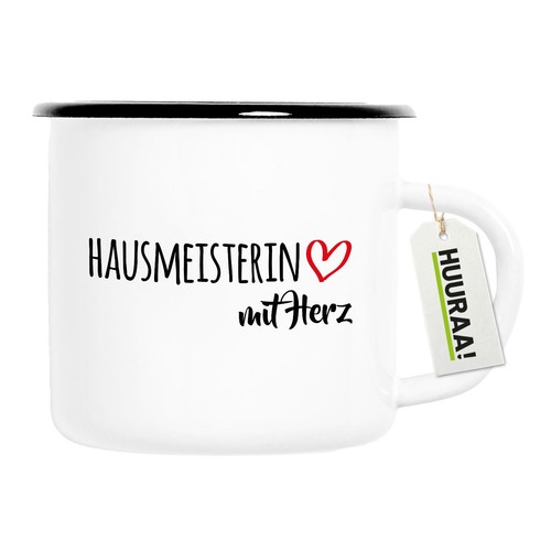 Emaille tasse hausmeisterin - emaille,