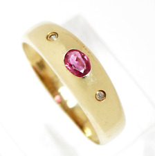 Damenring Bandring 14 Karat 585 Gold Gelbgold Rubin Diamanten 1,60 g Gr. 54