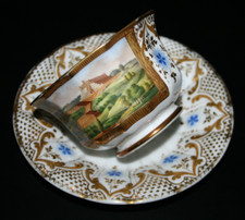 Biedermeier  Ansichtentasse " Walhalla "   Regensburg um 1840