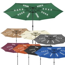 4m Sonnenschirm mit LED-Leuchten Ampelschirm 400 x 267 cm Aluminium Metall Grün