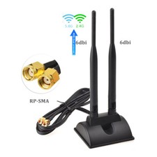 L44C WiFi Antenne 2.4G 5.8G 3m Verlängerungskabel 2x 6dBi RP-SMA Kabel Magnet