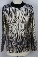 Damen Pullover Pulli Oberteil Animalprint Metallicdruck Viskose OVANTI Gr.44