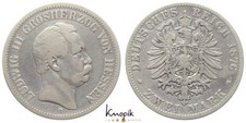 Hessen, Ludwig III., 2 Mark 1876 H, Jaeger 66, 10,78g., s