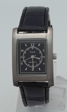 F.A.Z. Chrono No. 6 Armbanduhr,Werbeuhr,schwarzes Kunstlederband,die Uhr läuft,