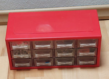 Sortierkasten Sortimentskasten Kleinteilemagazin  12 Fächer mit Inhalt rot