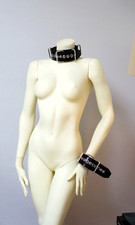 QUALITÄTS Bondage SM Halsband Fetish Rubber Gothik Collar Gummi Hand Fessel