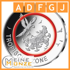 5 Euro Münze 2017 TROPISCHE ZONE Klimazonen der Erde Deutschland ADFGJ Satz Set