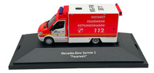 Schuco H0 Sprinter 2 Feuerwehr Rettungswagen RTW MG-FW 3811 Modellauto 1:87