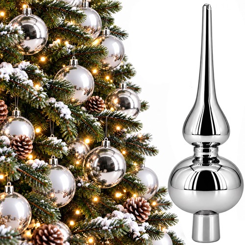 Christbaumspitze glas silber - christbaumspitze,