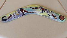 Australian Aboriginal Art australischer Bumerang Holz handbemalt Vintage