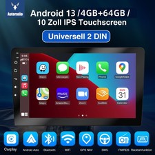 10 Zoll 2 DIN Autoradio Android 13.0 Carplay BT GPS Navi RDS DAB+ 4+64GB