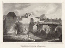 Nürnberg Walcher Tor Original Stahlstich Riegel 1870