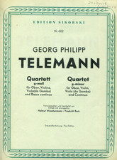 Telemann, Quartett für Oboe, Violine, Viola (da Gamba) und B. c. in g-Moll