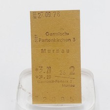 Fahrkarte Fahrschein Garmisch-Partenkirchen Murnau 1978