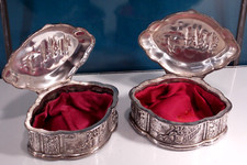 2 antike Kästchen silber versilbert Schmuck Schatz Truhe Schatulle Deckel Dose