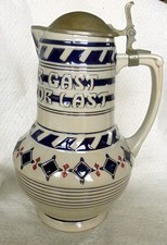 ALT Humpen Krug Kanne Art Deco Neue Ära 2 L um 1920 Jugendstil mit Zinndeckel