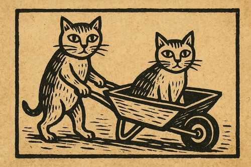 Katzen linoldruck linolschnitt - linoldruck,
