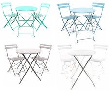 3tlg. Bistrogarnitur Klapptisch Klappstühle Balkon Garten Sitzgruppe Metall