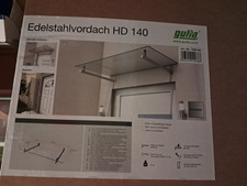 Vordach Edelstahl / Verbundglas. 140 x 80 cm. Original Verpackt, unbenutzt.