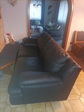 Leder Couch 3-Sitzer Schwarz