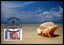 WWF Fechterschnecke. Maximumkarte. Nevis 1990