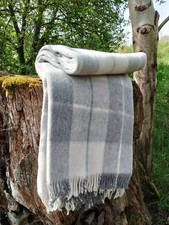 MERINO Lammwolldecke Fransendecke Plaid 155x200cm 100% Lammwolle 