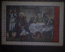  Reklamemarke Napoleon Serie Blücher empfängt Degen, Hut u. Orden Napoleons  