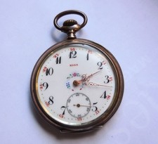 Taschenuhr NIGA Remontoir Cylindrel 15 Rubis 800er Silber mit gravur  Uhr läuft