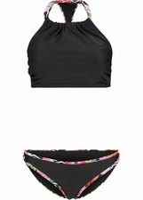 2-tlg Set Bikini Gr. 40 Cup A+B Schwarz Damenbikini Bademode Badeanzug Neu