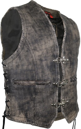 Used look lederweste kutte - used,