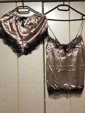Damen Satin-Optik Pyjama Größe M