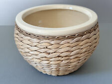 Blumentopf  Übertopf Ton rund Flechtwerk Pflanztopf 24x16 cm Topf Blumenkübel