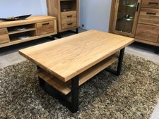 Couchtisch Wildeiche teilmassiv geölt 115x65cm Metallgestell schwarz Tisch