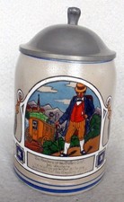 ALT Bierkrug Jugendstil Wanderer Postkutsche Müllers Lust Zinn Krug Sammelkrüge