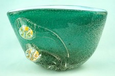 Schüsselvase Pulegoso Glas Murano Grüne Murrine 1900 Carlo Scarpa für Venini