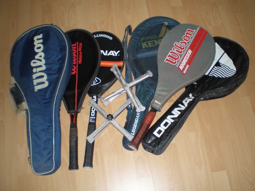 Tennisschläger und 6 - 4,