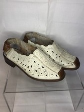 Bonne Forme Damen Schuhe Sandalen Echt Leder Gr.35,5 UK 3,5 beige Vintage 