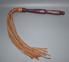 Alte Peitsche / Knute / Ochsenpeitsche Holzgriff Ochsenziemer Leder Fach #AA4