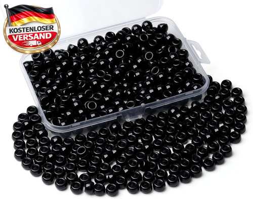 Schwarze pony beads 9mm diy - schwarze,
