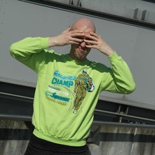 Pullover aerobic sweatshirt Unisex Fitness grün Bodybuilder 90er VINTAGE 90s 