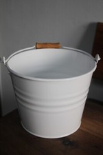 Restposten - Metalleimer weiß mit Henkel, H 17 cm, Durchm. oben 21,5 cm, Eimer