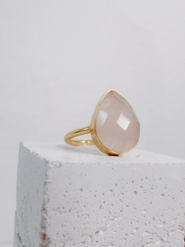 Statement ring mit rosenquarz - mit,