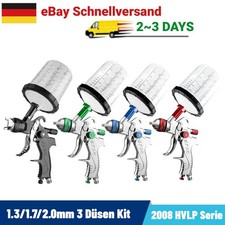 HVLP Lackierpistole Druckluft Spritzpistole 1.3/1.7/2.0mm Mit 3 Düsen Profi Kits