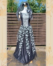 Kostüm Brautkleid Gothic M 36 38 schwarze Witwe Kleid Halloween