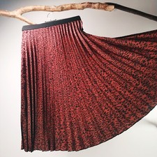 ZARA ROCK PLISSEEROCK FALTENROCK A-LINIE ANIMAL LEOPARDMUSTER MARSALA M