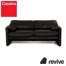 Cassina Maralunga Leder Zweisitzer Schwarz Sofa Couch manuelle Funktion