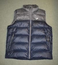 Vintage Nike Duck Down Fill Puffer Blue Grey Size Large Weste Gilet Bodywarmer